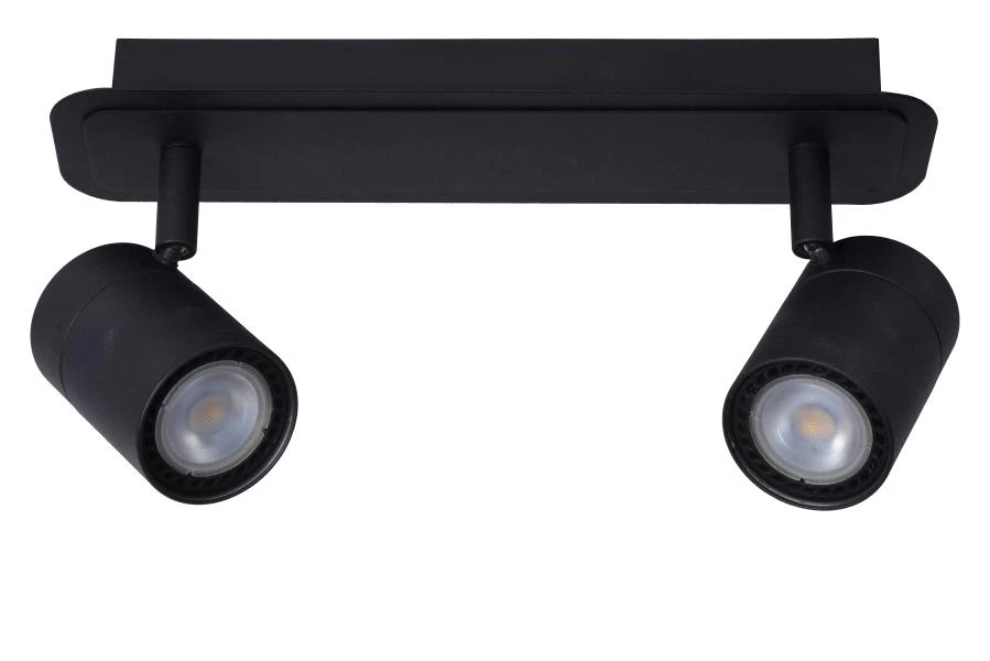 Lucide LENNERT - Foco de techo Baño - LED Regul. - GU10 - 2x5W 3000K - IP44 - Negro - apagado